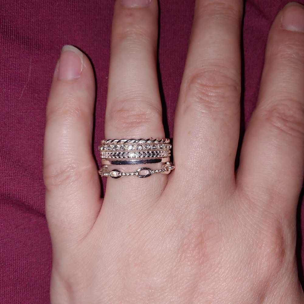 New! 5 Silver Stackable Ring Set